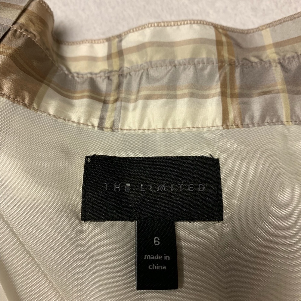 The Limited paper bag style waist tan plaid skirt size 6 - Picture 2 of 7